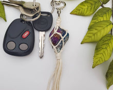 Load image into Gallery viewer, Raw crystal macrame wrapped keychains