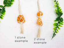 Load image into Gallery viewer, Crystal rear view mirror charm. Car accessories, macrame mirror hangers, metaphysical gifts and crystal accessories. Stocking stuffers