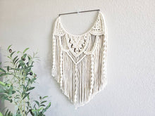 Load image into Gallery viewer, Macrame wall hanging. Boho style wall decor. Mandala wall art. Semi circle half mandala macrame. Bohemian home wall decor