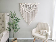 Load image into Gallery viewer, Large macrame wall hanging, mandala wall decor,  handmade home decor for her, boho bedroom art, boho living room decor. Mandala wall art