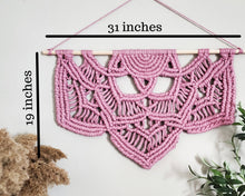 Load image into Gallery viewer, Macrame half mandala wall hanging. Mandala wall art, bobo chic home decor, romantic decor for bedroom, romantic gifts for her, home decor.