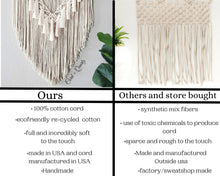 Load image into Gallery viewer, Large macrame half mandala wall hanging. Mandala wall art, bobo chic decor, romantic decor for bedroom, romantic gifts for her, home decor.