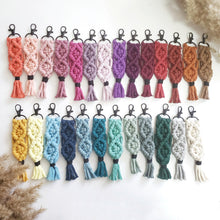 Load image into Gallery viewer, Best selling Macrame keychains. Custom Keychains for women. Colorful keyfobs. Boho chic gifts for her. Boho keychains. Car accessories