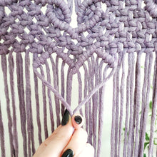 Load image into Gallery viewer, Macrame wall hanging pdf pattern, step by step guide, macrame tutorial, valentines day heart craft, diy macrame
