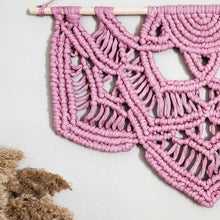 Load image into Gallery viewer, Macrame half mandala wall hanging. Mandala wall art, bobo chic home decor, romantic decor for bedroom, romantic gifts for her, home decor.