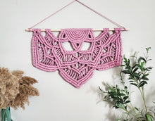 Load image into Gallery viewer, Macrame half mandala wall hanging. Mandala wall art, bobo chic home decor, romantic decor for bedroom, romantic gifts for her, home decor.