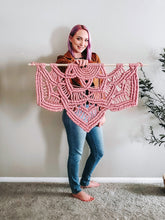 Load image into Gallery viewer, Macrame half mandala wall hanging. Mandala wall art, bobo chic home decor, romantic decor for bedroom, romantic gifts for her, home decor.