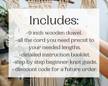 Load image into Gallery viewer, Beginner macrame wall hanging kit. Craft kits for adults and kids. Bohemian home and wall decor diy kit