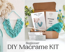 Load image into Gallery viewer, Beginner macrame wall hanging kit. Craft kits for adults and kids. Bohemian home and wall decor diy kit