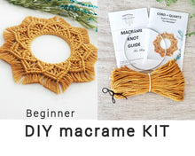 Load image into Gallery viewer, Beginner macrame wall hanging kit. Craft kits for adults and kids. Bohemian home and wall decor diy kit