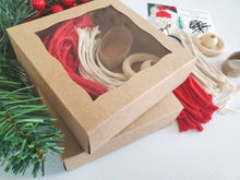 Load image into Gallery viewer, Macrame gnome Christmas ornament DIY kit. Macrame santa pattern. Macrame gnome pattern. Macrame christmas pattern and kit