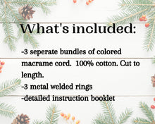 Load image into Gallery viewer, DIY Christmas ornament kit. Macrame christmas ornament set. Christmas craft kits for adults and kids. Macrame star. Christmas home decor diy