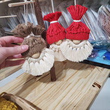 Load image into Gallery viewer, Macrame santa gnome christmas ornament. Handmade christmas gifts. christmas tree ornaments.