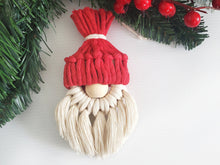 Load image into Gallery viewer, Macrame santa gnome christmas ornament. Handmade christmas gifts. christmas tree ornaments.