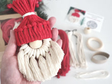 Load image into Gallery viewer, Macrame santa gnome christmas ornament. Handmade christmas gifts. christmas tree ornaments.
