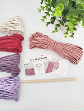 Load image into Gallery viewer, Beginner macrame heart wall hanging kit. Craft kits for adults and kids. Valentines day craft kit. Bohemian home and wall decor diy kit