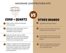 Load image into Gallery viewer, Macrame leaf/feather DIY craft kit. Craft kit for adults. DIY home decor. craft kits for kids and teens. Do it yourself macrame.