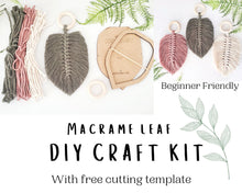Load image into Gallery viewer, Macrame leaf/feather DIY craft kit. Craft kit for adults. DIY home decor. craft kits for kids and teens. Do it yourself macrame.