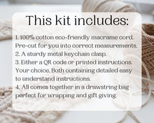 Load image into Gallery viewer, Macrame keychain DIY craft kit. Macrame kit. Craft kit for adults and teens. Do it yourself macrame. birthday gift.