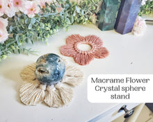 Load image into Gallery viewer, Macrame crystal sphere stand. Crystals not included. Crystal display. Springtime table decor.