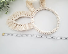 Load image into Gallery viewer, Macrame bunny ears decor. Easter and spring home and wall decor. Rabbit easter wreath. spring centerpiece. minimalist wall hangings