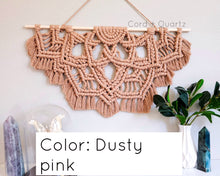 Load image into Gallery viewer, Large half mandala macramé wall hanging. Unique one of a kind bohemian home decor. living room and bedroom wall art.