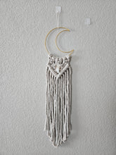 Load image into Gallery viewer, Macrame moon and crystal wall hanging. Celestial wall home decor for her.