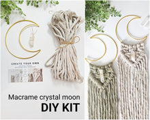 Load image into Gallery viewer, Macrame moon and crystal DIY KIT. Beginner tutorial and materials.