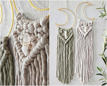 Load image into Gallery viewer, Macrame moon and crystal wall hanging. Celestial wall home decor for her.