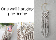 Load image into Gallery viewer, Macrame moon and crystal wall hanging. Celestial wall home decor for her.