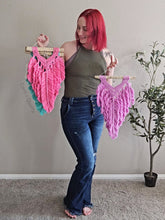Load image into Gallery viewer, Macrame Feathered wall hanging. Handmade 100% cotton