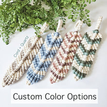Load image into Gallery viewer, Macrame Feather wall hangings. Nursery wall decor. Handmade and trendy bohemian wall decoration.