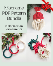 Load image into Gallery viewer, Macrame PDF pattern bundle - Christmas ornaments - Beginner friendly
