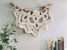 Load image into Gallery viewer, Large half mandala macramé wall hanging. Unique one of a kind bohemian home decor.
