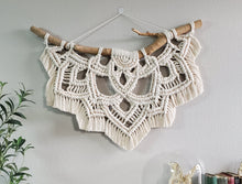 Load image into Gallery viewer, Large half mandala macramé wall hanging. Unique one of a kind bohemian home decor.
