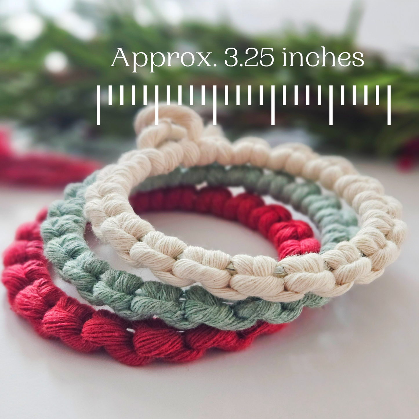 Macrame christmas ornaments. Handmade boho christmas ornaments. Xmas Mini wreaths. handmade Christmas ornaments bulk wholesale.