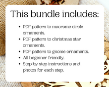Load image into Gallery viewer, Macrame PDF pattern bundle - Christmas ornaments - Beginner friendly
