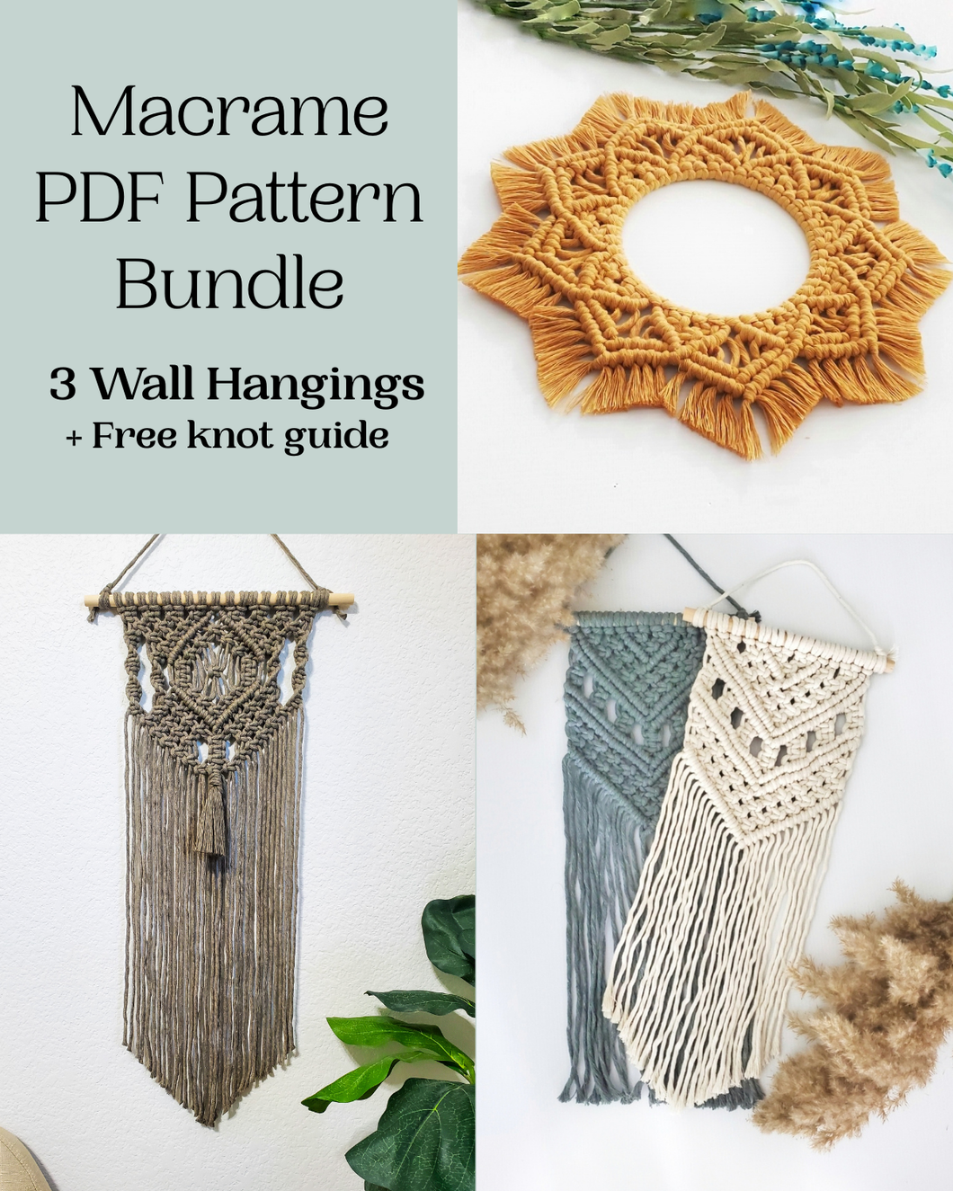 Macrame PDF pattern bundle - Wall hangings - Beginner friendly
