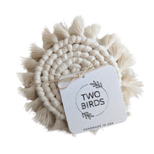 Load image into Gallery viewer, Macrame Set of 2 Coasters - Ivory
