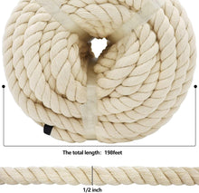 Load image into Gallery viewer, 1OO% Natural Cotton Rope 1/2 Inch X 198 Feet Strong Soft Cotton Cord for DIY Crafts Gardening Hammock Home Decorating, Macrame,Projects Pet Toys,White Rope
