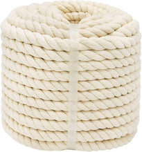 Load image into Gallery viewer, 1OO% Natural Cotton Rope 1/2 Inch X 198 Feet Strong Soft Cotton Cord for DIY Crafts Gardening Hammock Home Decorating, Macrame,Projects Pet Toys,White Rope
