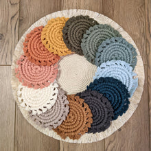 Load image into Gallery viewer, Macrame Set of 2 Coasters - Ivory
