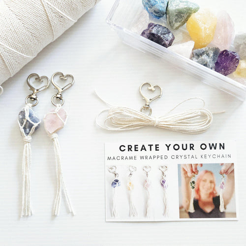 macrame wrapped crystal keychain diy craft kit