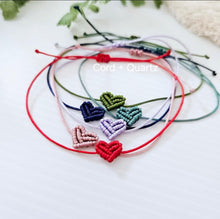 Load image into Gallery viewer, Macrame mini heart bracelets. Adustable for kids and adults. friendship bracelets. valentines day or birthday
