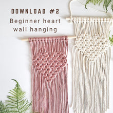 Load image into Gallery viewer, 3 in 1 macrame heart valentines wall hanging BUNDLE, step by step guide, macrame tutorial, valentines day heart craft, diy macrame
