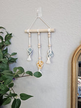 Load image into Gallery viewer, Clearance macrame wrapped crystal wall hanging. Green aventurine and orange calcite.
