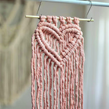 Load image into Gallery viewer, Macrame heart wall hanging. Handmade boho valentines heart wall art. Romantic home decor
