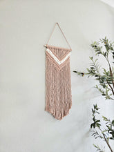 Load image into Gallery viewer, Clearance macrame wall hanging. Boho bedroom and living room home decor. Pink nursery wall art. Handmade.
