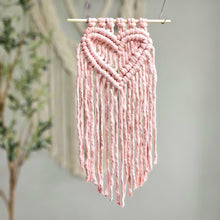 Load image into Gallery viewer, Macrame heart wall hanging. Handmade boho valentines heart wall art. Romantic home decor
