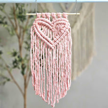 Load image into Gallery viewer, Macrame heart wall hanging. Handmade boho valentines heart wall art. Romantic home decor
